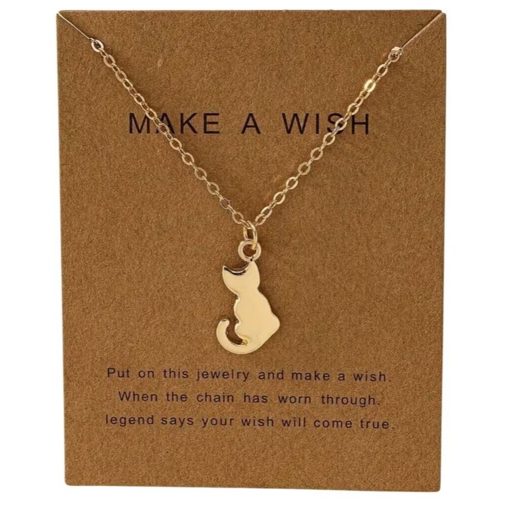 NEW Gold 18" + 2" Cat Necklace